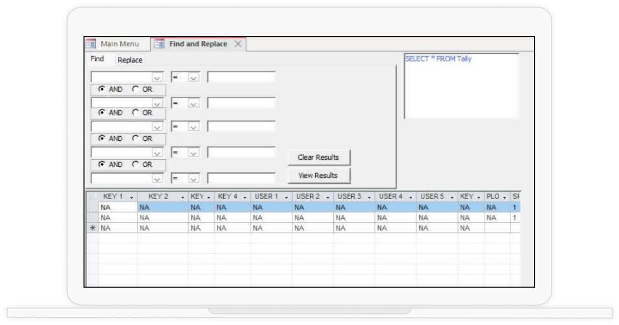 view of Inventory program on computer screen